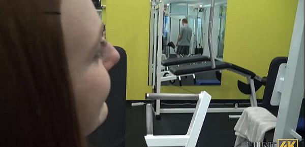  HUNT4K. Cuckold for cash permits hunter to fuck his GF in the empty gym